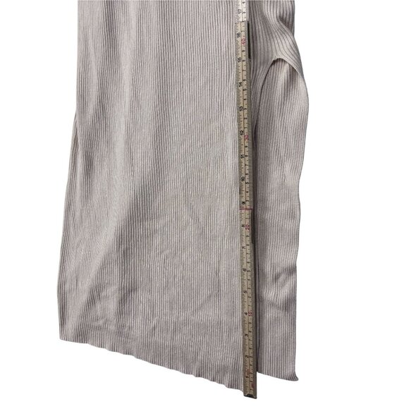 Sleeveless Ribbed Midi Dress With Cutout Waist Side Slit & Contrast Trim In Beig - Picture 11 of 11